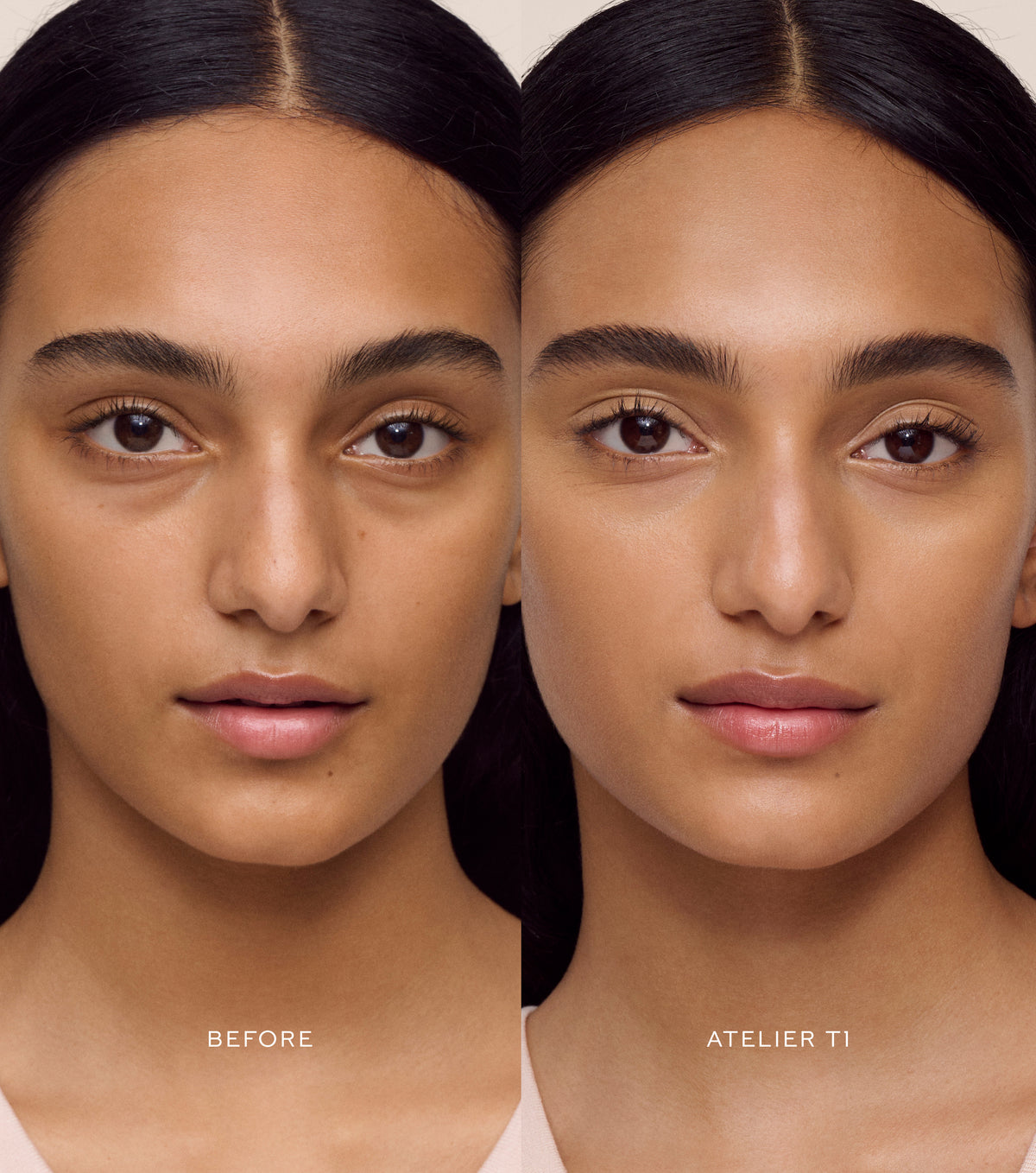 WESTMAN ATELIER Vital Skincare Concealer in Atelier T1 before and after application